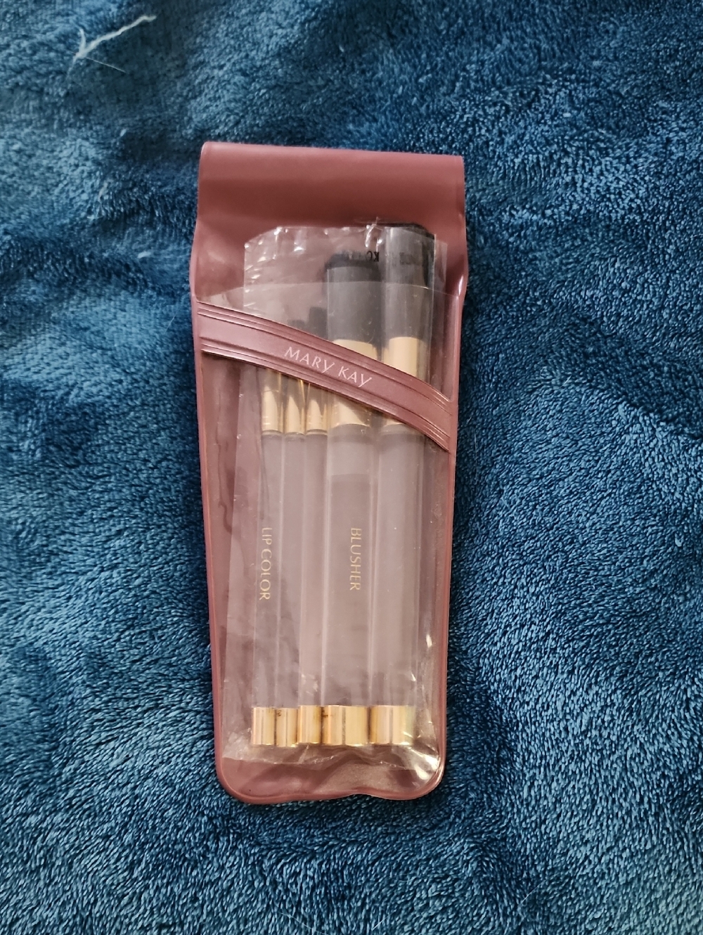 Mary Kay Dusty Rose Brush Set with Gold AccentsVintage New In Package